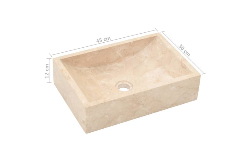 Badeværelsesskab med håndvask massivt teak marmor creme - Brun - Underskab badeværelse