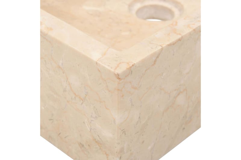 Badeværelsesskab med håndvask massivt teak marmor creme - Brun - Underskab badeværelse