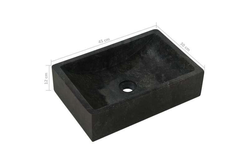 Badeværelsesskab med håndvask massivt teak marmor sort - Brun - Underskab badeværelse
