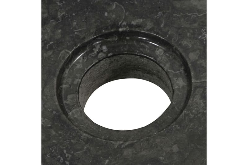 Badeværelsesskab med håndvaske massivt teak marmor sort - Brun - Underskab badeværelse