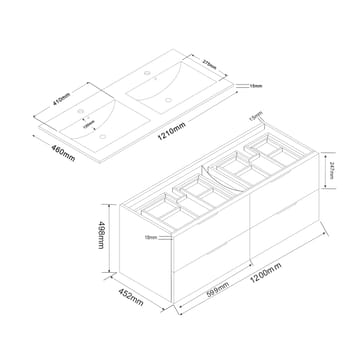 Bathlife Glädje Vaskeskab 1200 - Bathlife - Hus & renovering - Køkken & bad - Badeværelse - Badeværelsesmøbler - Underskab badeværelse