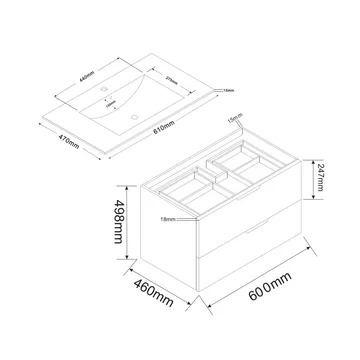 Bathlife Glädje Vaskeskab 600 - Hus & renovering - Køkken & bad - Badeværelse - Badeværelsesmøbler - Underskab badeværelse