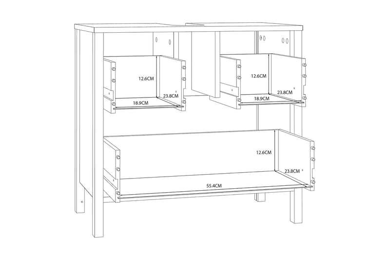 Elsassona Underskab 35x64 cm 2 Skuffer - Hvid - Underskab badeværelse