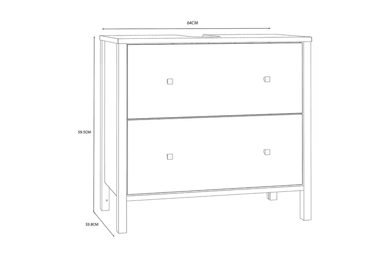 Elsassona Underskab 35x64 cm 2 Skuffer - Hvid - Hus & renovering - Køkken & bad - Badeværelse - Badeværelsesmøbler - Underskab badeværelse