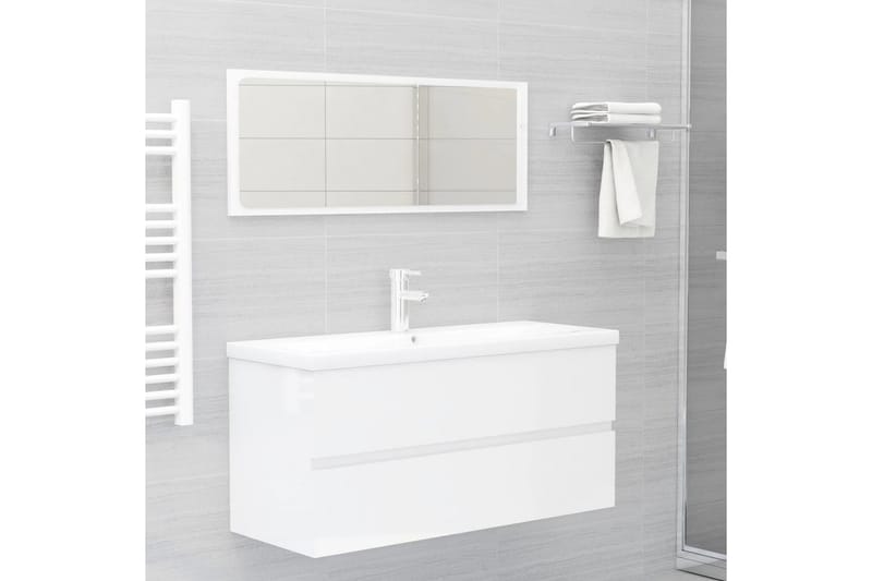 vaskeskab 100x38,5x45 cm spånplade hvid højglans - Hvid - Underskab badeværelse