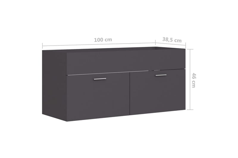 vaskeskab 100x38,5x46 cm spånplade grå - Grå - Underskab badeværelse