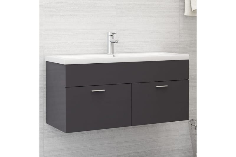 vaskeskab 100x38,5x46 cm spånplade grå højglans - Grå - Underskab badeværelse