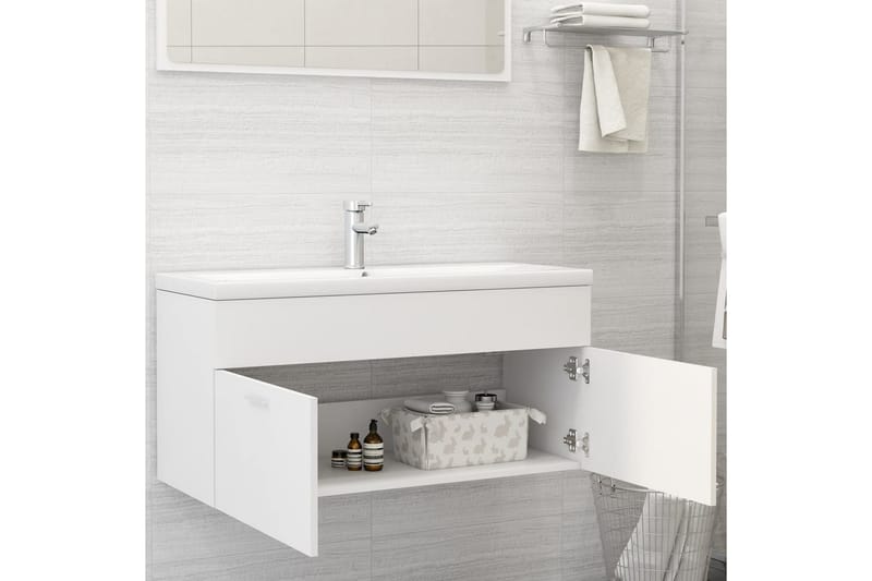 vaskeskab 100x38,5x46 cm spånplade hvid - Hvid - Underskab badeværelse