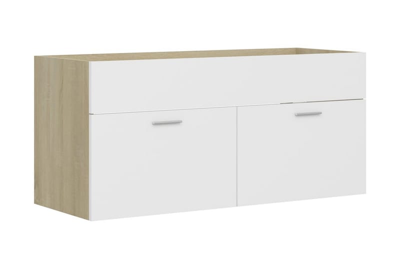 vaskeskab 100x38,5x46 spånplade hvid og sonoma-eg - Beige - Underskab badeværelse