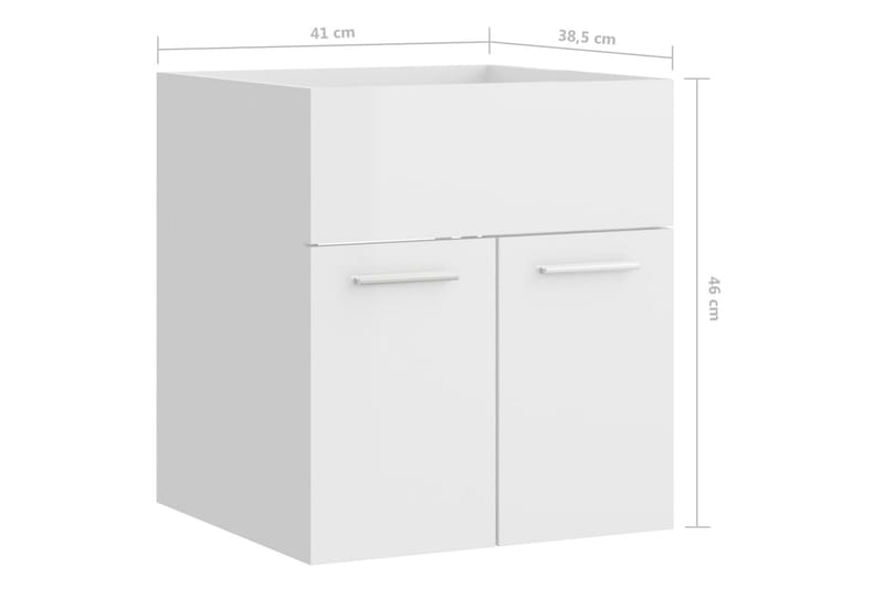 vaskeskab 41x38,5x46 cm spånplade hvid højglans - Hvid - Underskab badeværelse