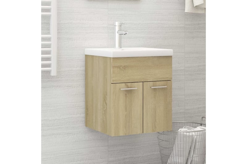 vaskeskab 41x38,5x46 cm spånplade sonoma-eg - Brun - Underskab badeværelse