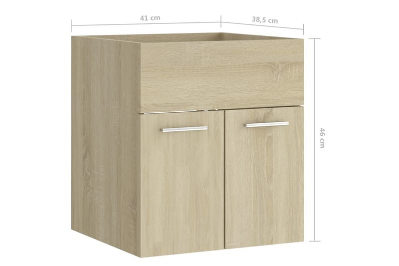 vaskeskab 41x38,5x46 cm spånplade sonoma-eg - Brun - Underskab badeværelse