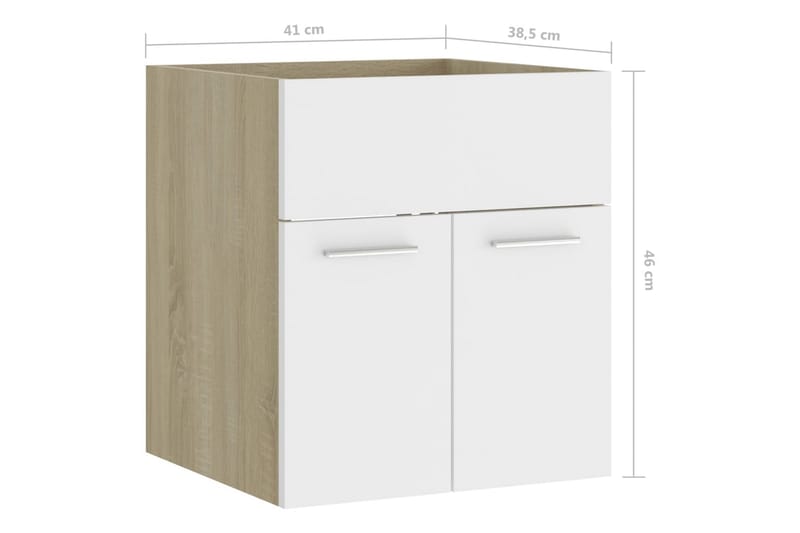 Vaskeskab 41x38,5x46 cm Spånplade Sonoma-Eg og Hvid - Beige - Underskab badeværelse