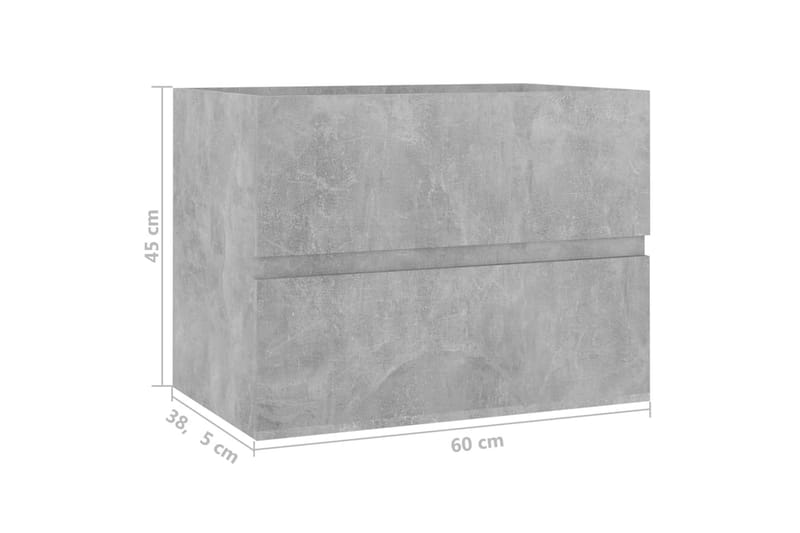 vaskeskab 60x38,5x45 cm spånplade betongrå - Grå - Underskab badeværelse