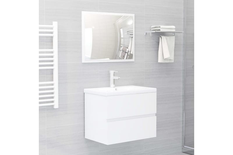 vaskeskab 60x38,5x45 cm spånplade hvid højglans - Hvid - Underskab badeværelse