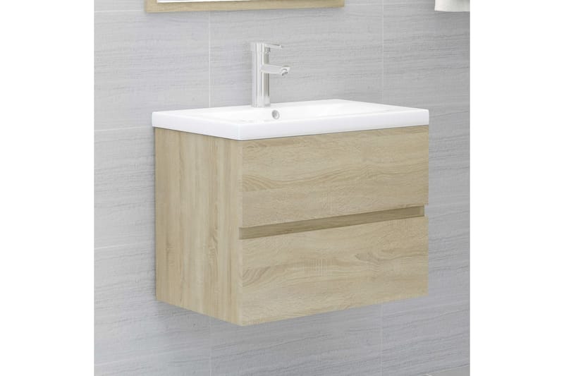 vaskeskab 60x38,5x45 cm spånplade sonoma-eg - Brun - Underskab badeværelse