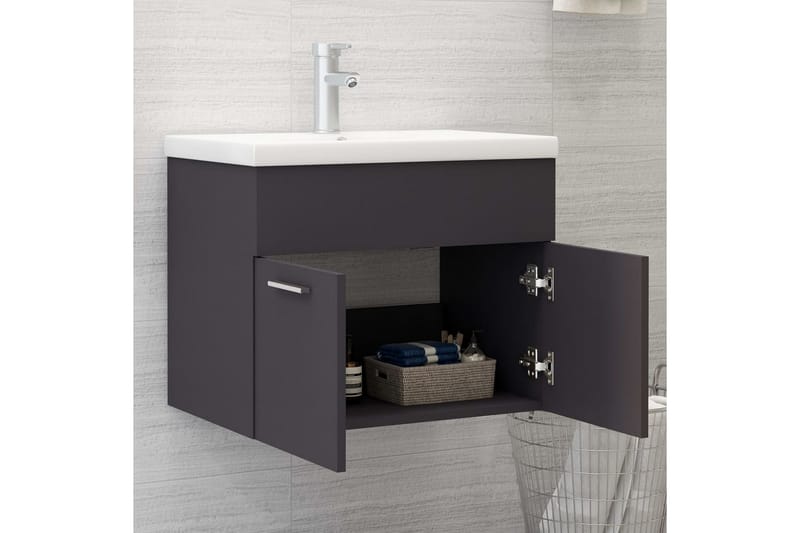 vaskeskab 60x38,5x46 cm spånplade grå - Grå - Underskab badeværelse