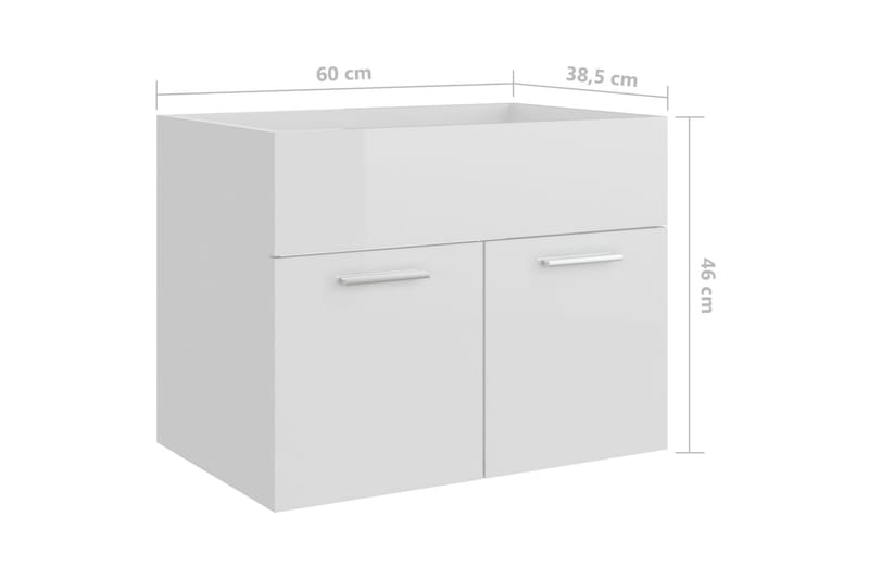 vaskeskab 60x38,5x46 cm spånplade hvid højglans - Hvid - Underskab badeværelse