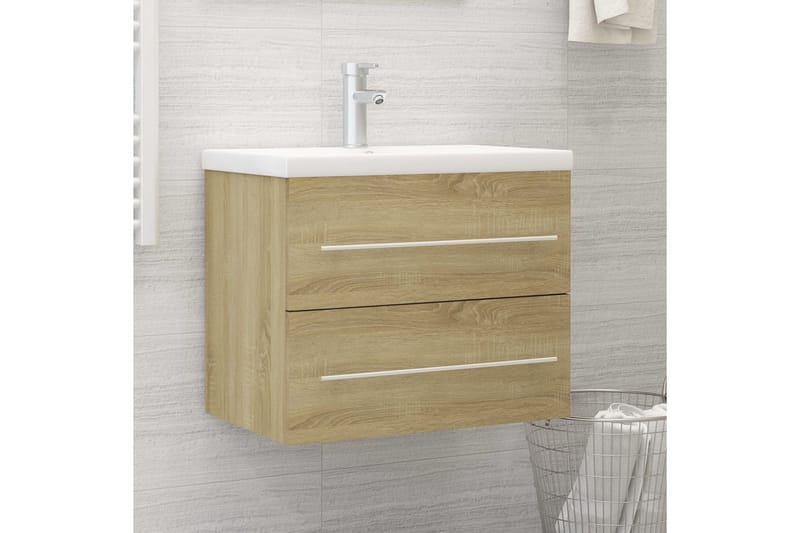 vaskeskab 60x38,5x48 cm spånplade sonoma-eg - Brun - Underskab badeværelse