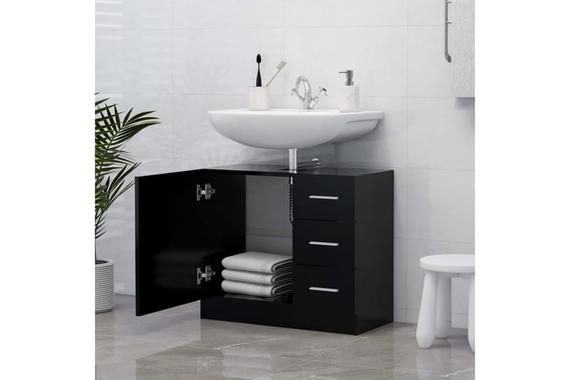 vaskeskab 63x30x54 cm spånplade sort - Sort - Underskab badeværelse
