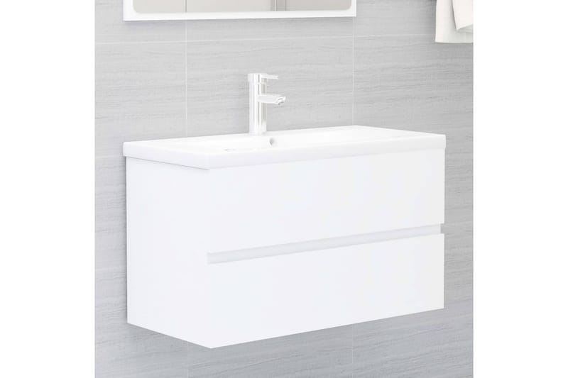 vaskeskab 80x38,5x45 cm spånplade hvid - Hvid - Underskab badeværelse
