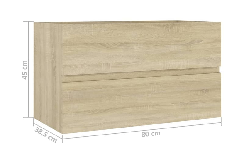 vaskeskab 80x38,5x45 cm spånplade sonoma-eg - Brun - Underskab badeværelse