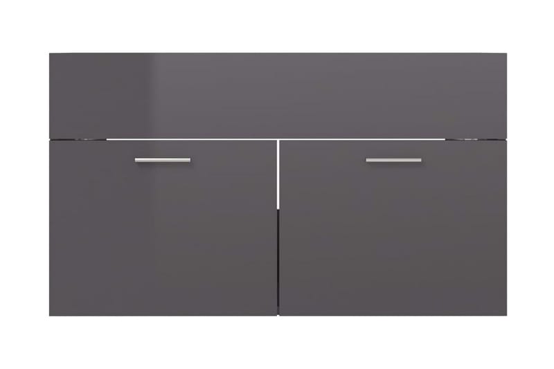 vaskeskab 80x38,5x46 cm spånplade grå højglans - Grå - Underskab badeværelse
