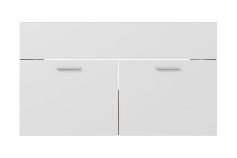 vaskeskab 80x38,5x46 cm spånplade hvid og sonoma-eg - Beige - Underskab badeværelse