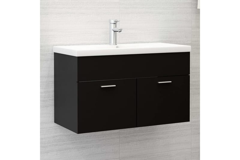 vaskeskab 80x38,5x46 cm spånplade sort - Sort - Underskab badeværelse