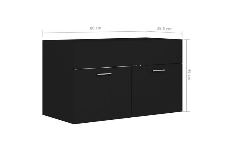 vaskeskab 80x38,5x46 cm spånplade sort - Sort - Underskab badeværelse