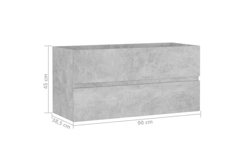 vaskeskab 90x38,5x45 cm spånplade betongrå - Grå - Underskab badeværelse