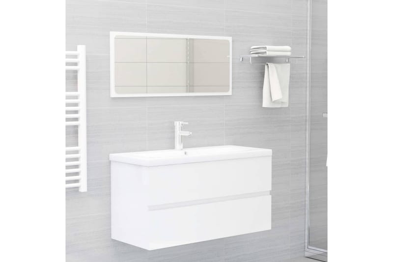 vaskeskab 90x38,5x45 cm spånplade hvid højglans - Hvid - Underskab badeværelse