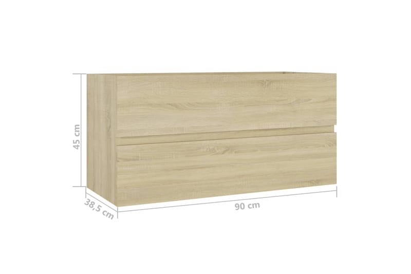 vaskeskab 90x38,5x45 cm spånplade sonoma-eg - Brun - Underskab badeværelse