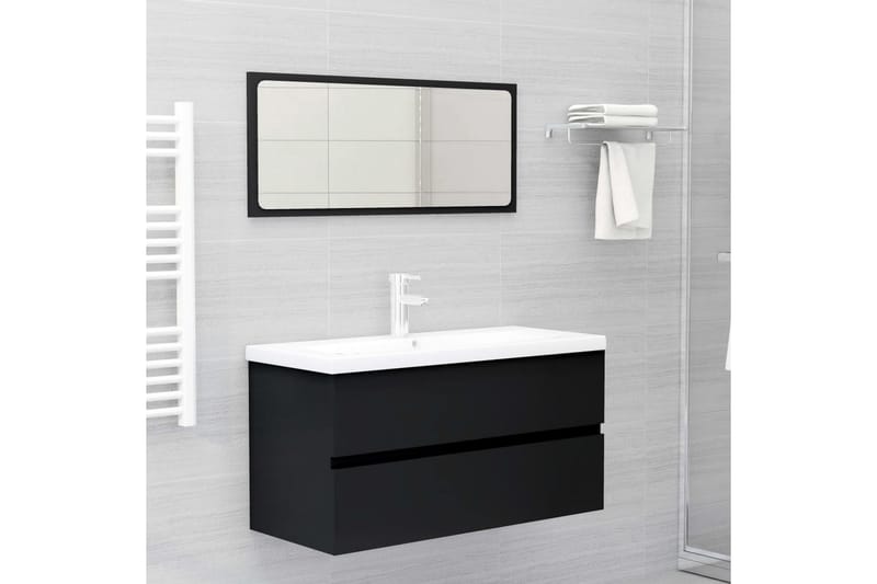 vaskeskab 90x38,5x45 cm spånplade sort - Sort - Underskab badeværelse