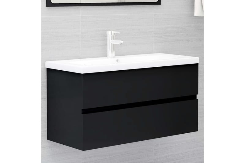 vaskeskab 90x38,5x45 cm spånplade sort - Sort - Underskab badeværelse