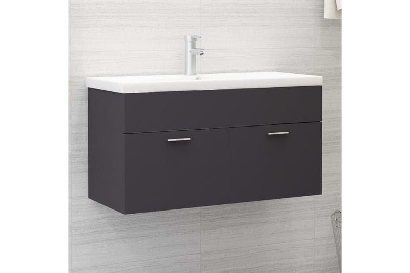 vaskeskab 90x38,5x46 cm spånplade grå - Grå - Underskab badeværelse