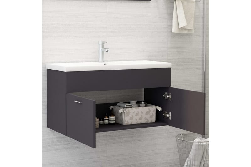 vaskeskab 90x38,5x46 cm spånplade grå - Grå - Underskab badeværelse
