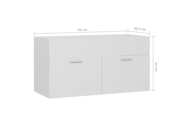 vaskeskab 90x38,5x46 cm spånplade hvid - Hvid - Underskab badeværelse