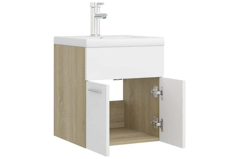 vaskeskab med indbygget håndvask spånplade - Beige - Underskab badeværelse