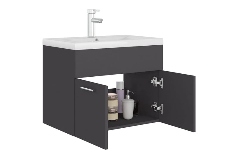 vaskeskab med indbygget håndvask spånplade grå - Grå - Underskab badeværelse
