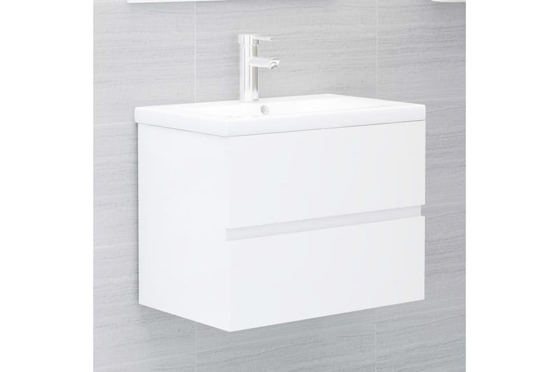 vaskeskab med indbygget håndvask spånplade hvid højglans - Hvid - Underskab badev�ærelse