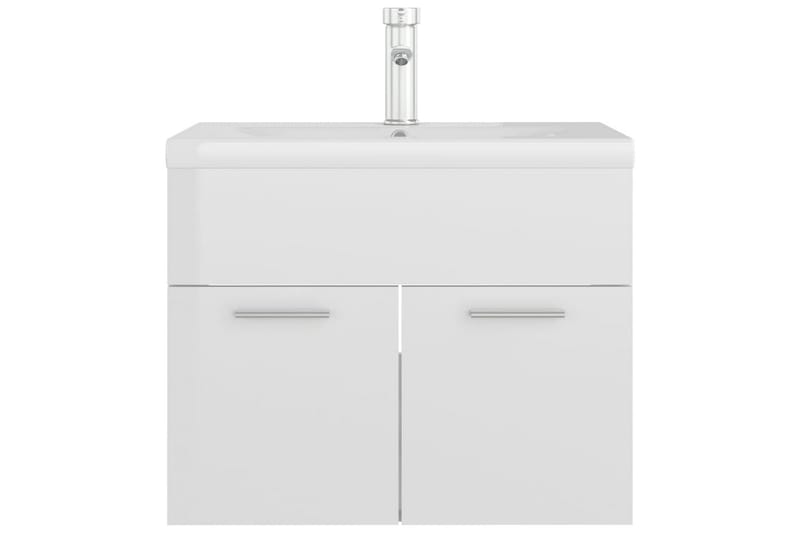 vaskeskab med indbygget håndvask spånplade hvid højglans - Hvid - Underskab badeværelse