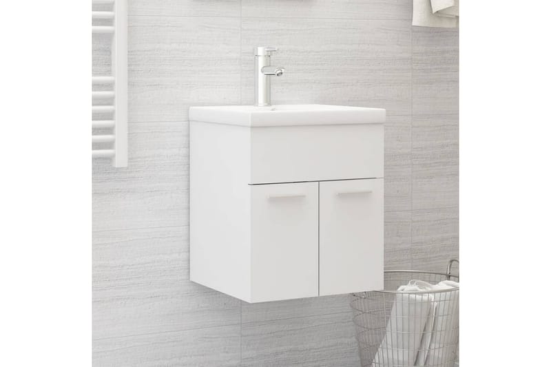 vaskeskab med indbygget håndvask spånplade hvid - Hvid - Underskab badeværelse