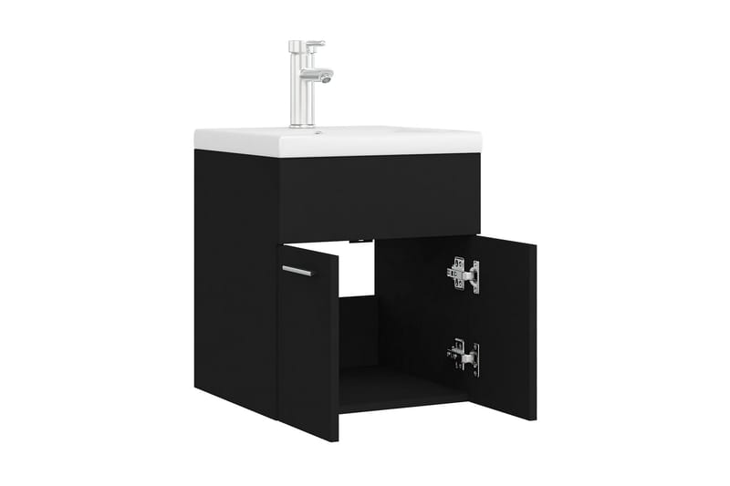 vaskeskab med indbygget håndvask spånplade sort - Sort - Underskab badeværelse