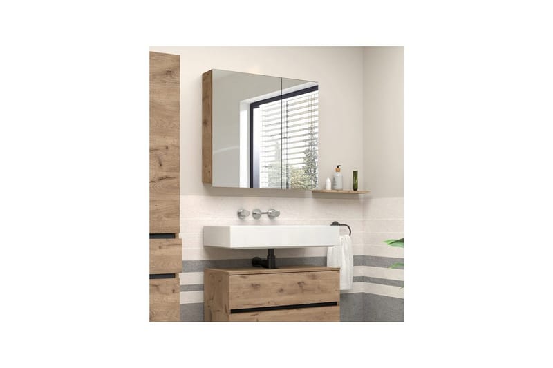 Vægskab med spejl Loft24 Wisla vægskab med spejl 80x70 cm - Hus & renovering - Køkken & bad - Badeværelse - Badeværelsesmøbler - Spejlskabe