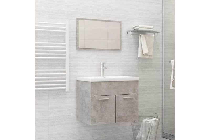badeværelsesmøbelsæt 2 dele spånplade grå - Grå - Vasketøjsskab - Vægskabe & højskabe - Badeværelsesskab