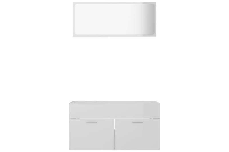 badeværelsesmøbelsæt 2 dele spånplade hvid højglans - Hvid - Hus & renovering - Køkken & bad - Badeværelse - Badeværelsesmøbler - Vægskabe & højskabe