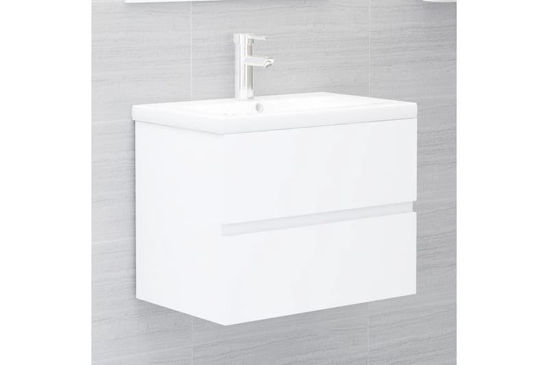 badeværelsesmøbelsæt 2 dele spånplade hvid - Hvid - Vasketøjsskab - Vægskabe & højskabe - Badeværelsesskab