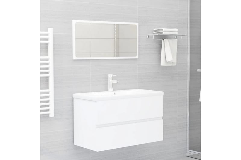 badeværelsesmøbelsæt 2 dele spånplade hvid - Hvid - Badeværelsesskab - Vasketøjsskab - Vægskabe & højskabe