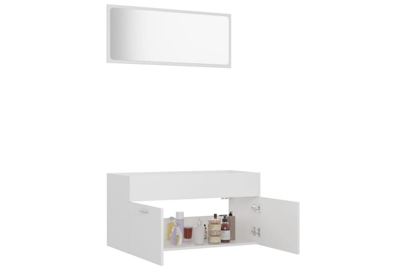badeværelsesmøbelsæt 2 dele spånplade hvid - Hvid - Hus & renovering - Køkken & bad - Badeværelse - Badeværelsesmøbler - Vægskabe & højskabe